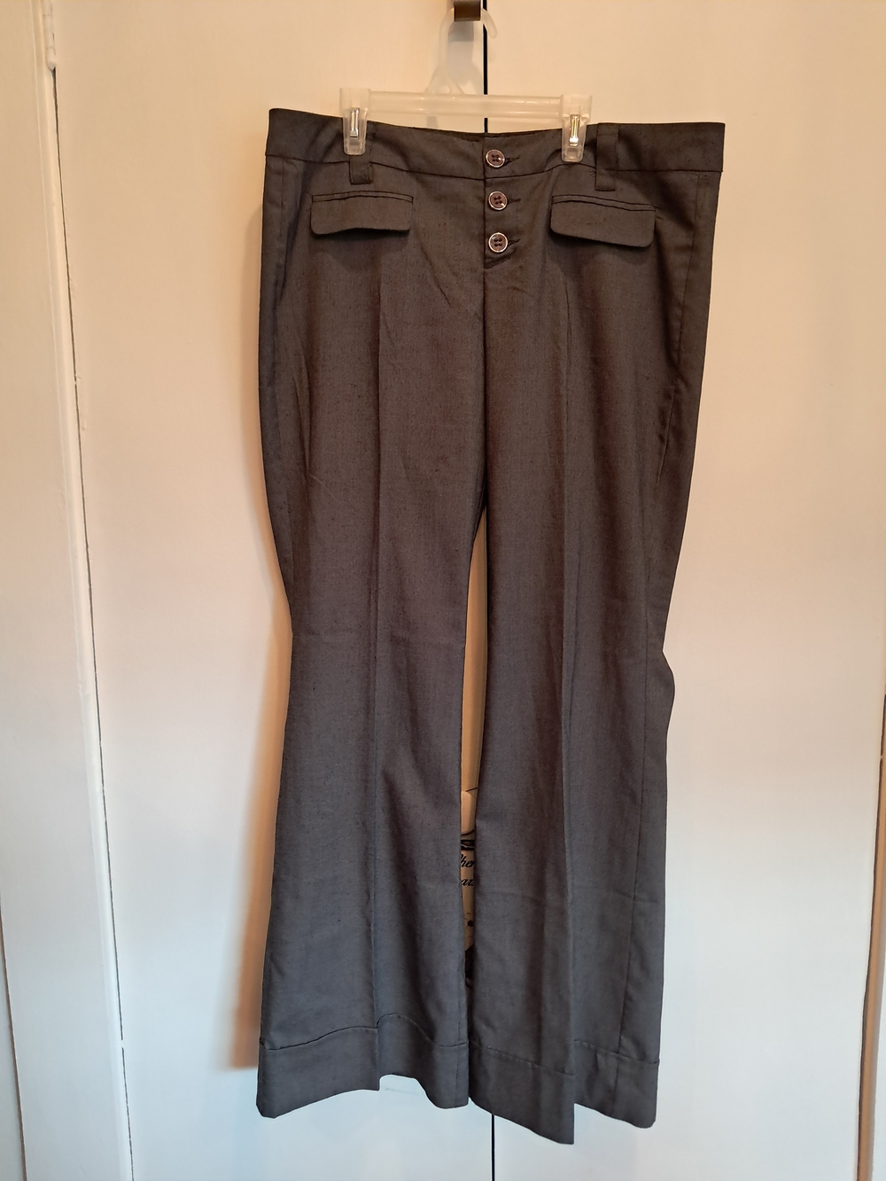 Heart Soul Gray Wide-Leg Dress Pants with Button Front